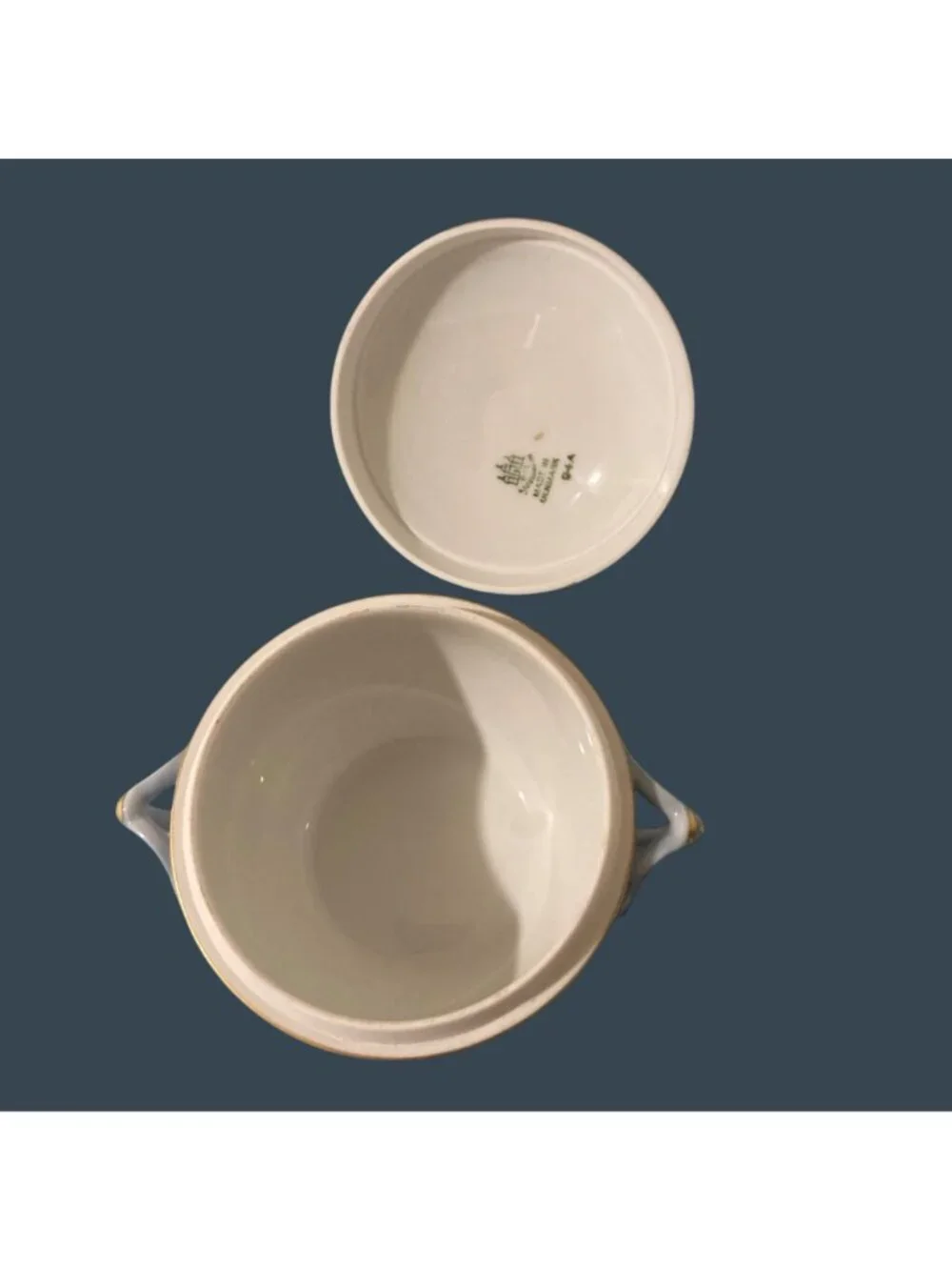 Bing & Grondahl Blue And White Ombre Seagull Covered Sugar Bowl And Creamer